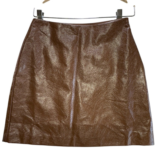 Francescas Miami faux leather Brown mini skirt CS NWT