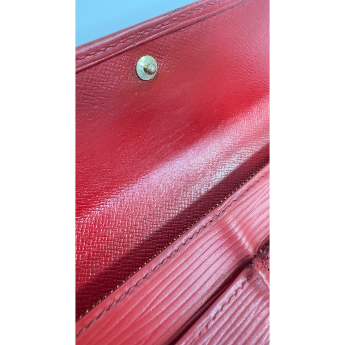 Louis Vuitton Red Epi Leather Sarah Long Continental Wallet with Chain