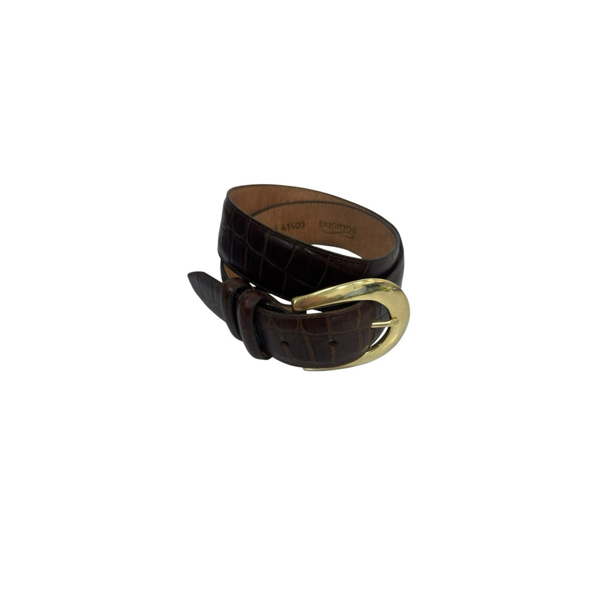 Vintage Brighton Leather Croc Embossed Brown Belt Medium