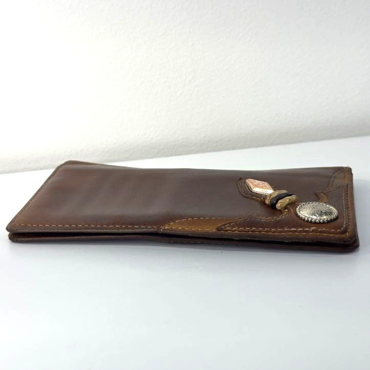 Brown leather checkbook wallet edge condition