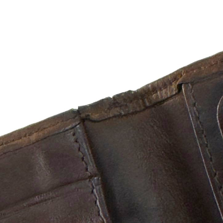 Close-up of interior leather edge wear