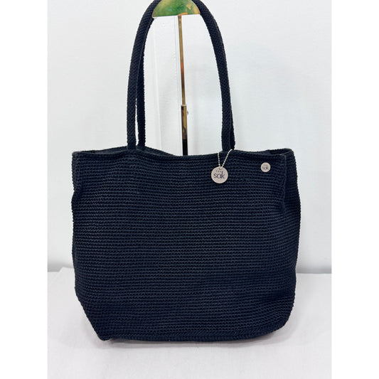 The Sak Black Crochet Shoulder Tote Bag