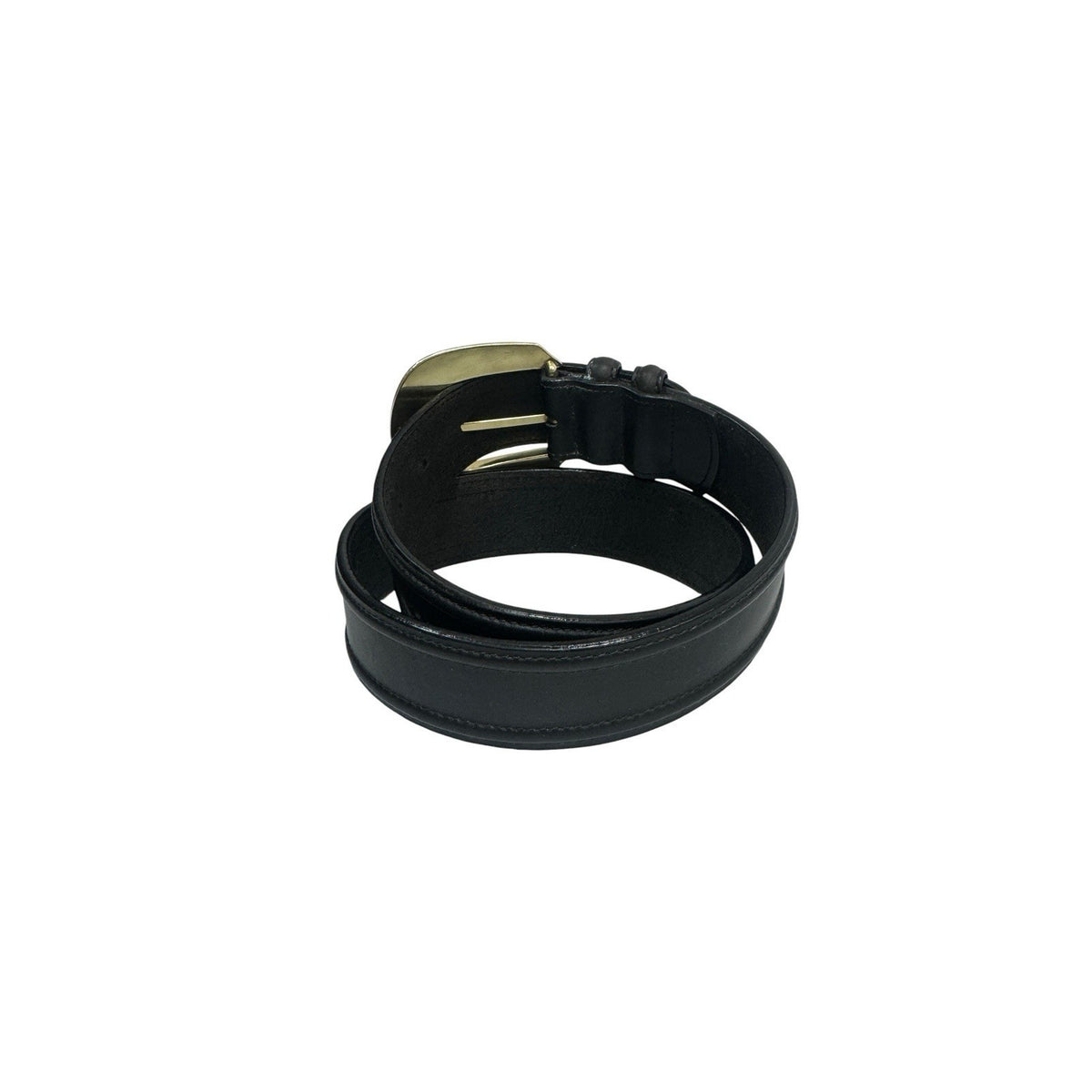 Vintage 90s Brighton Black Leather Belt Brass Buckle Medium