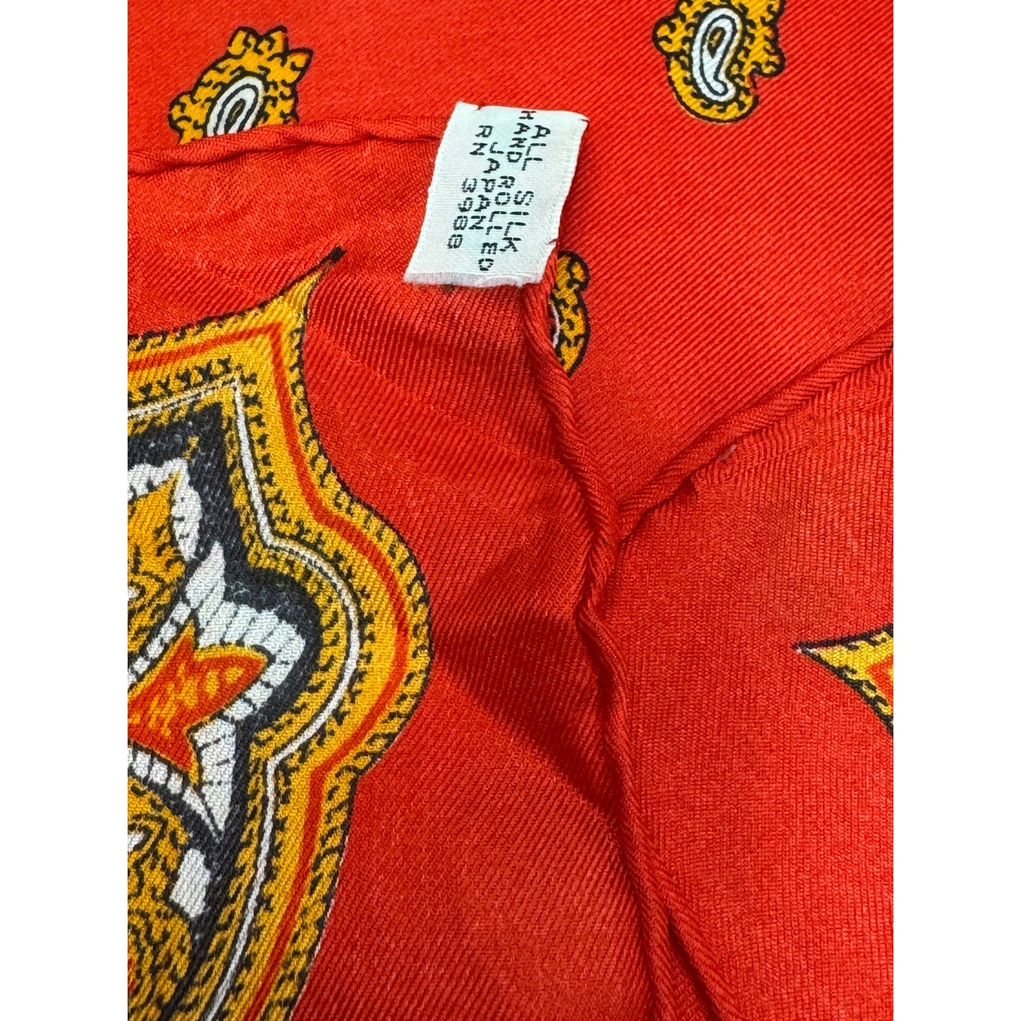 Vintage Hand Rolled Silk Scarf  Made in Japan Red Paisley