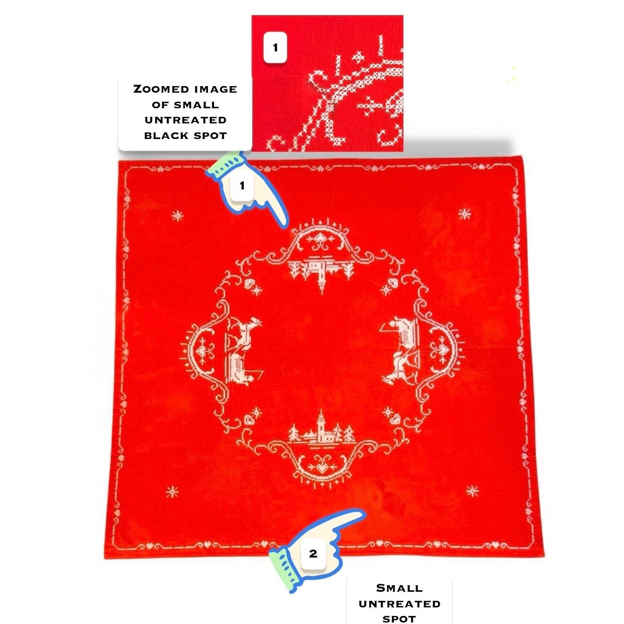 Vintage Red Christmas Tablecloth Scandinavian Folk Embroidery 37x35