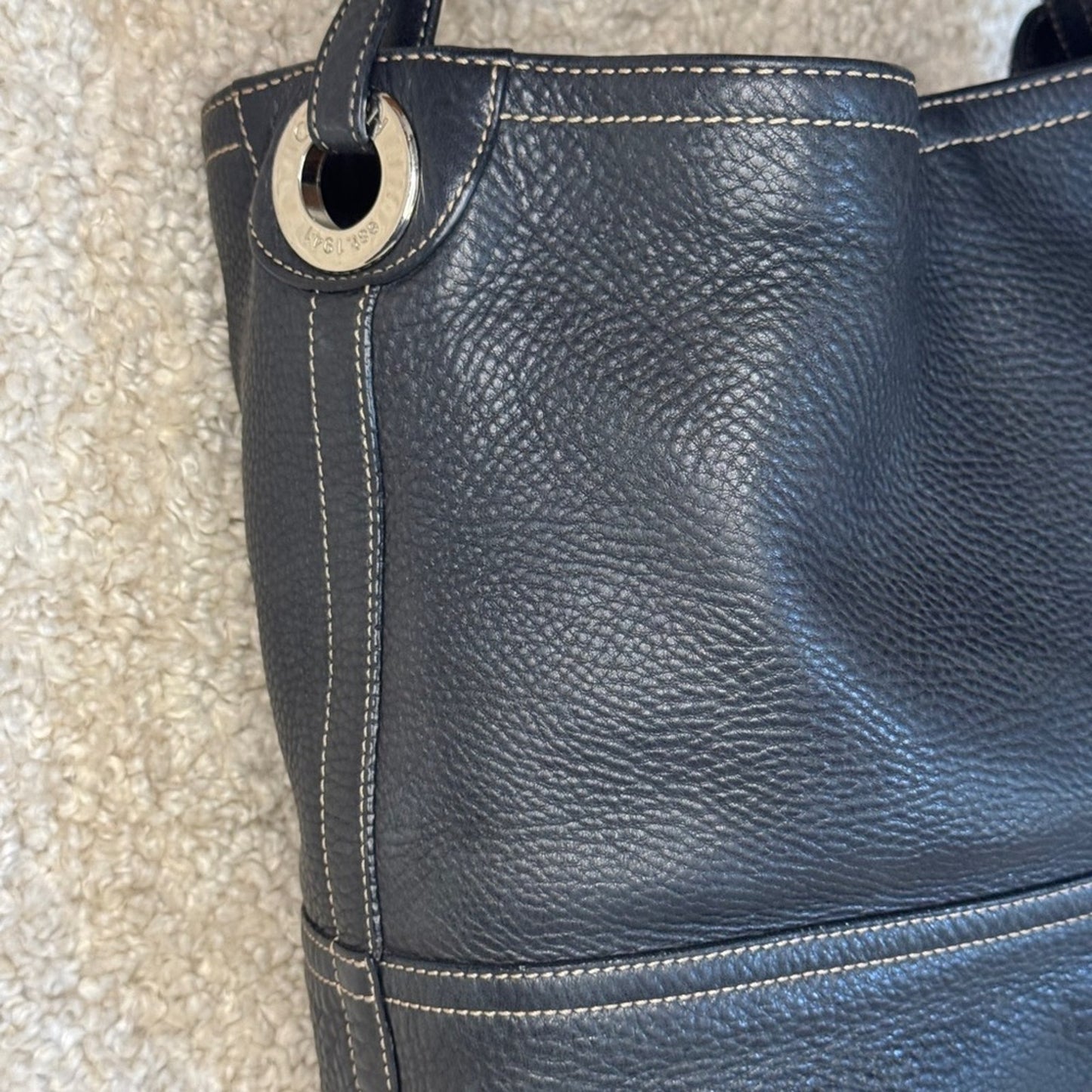 Coach 5715 Black Pebble Leather Slouchy Shoulder Bag Black Leather Shoulder Bag