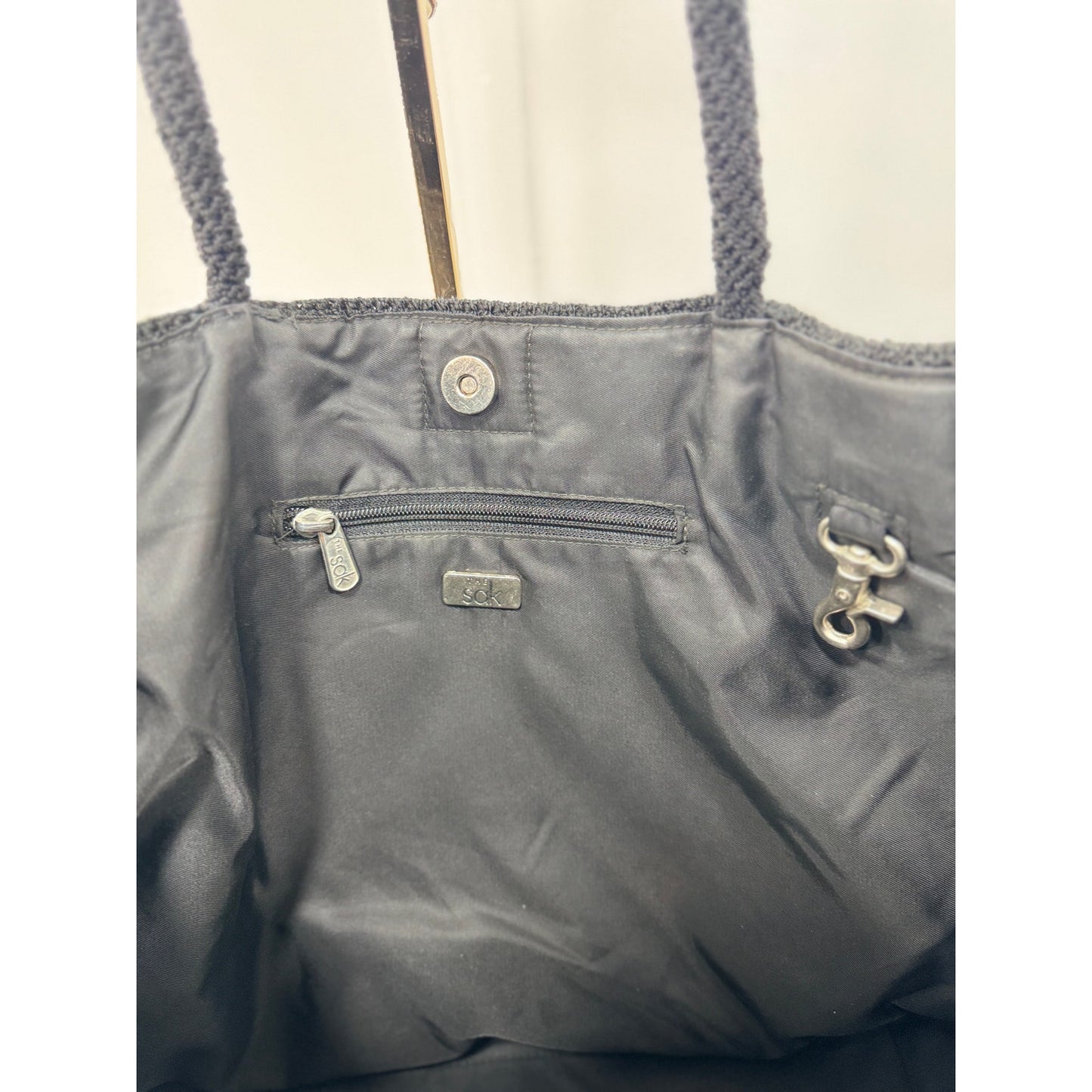The Sak Black Crochet Shoulder Tote Bag