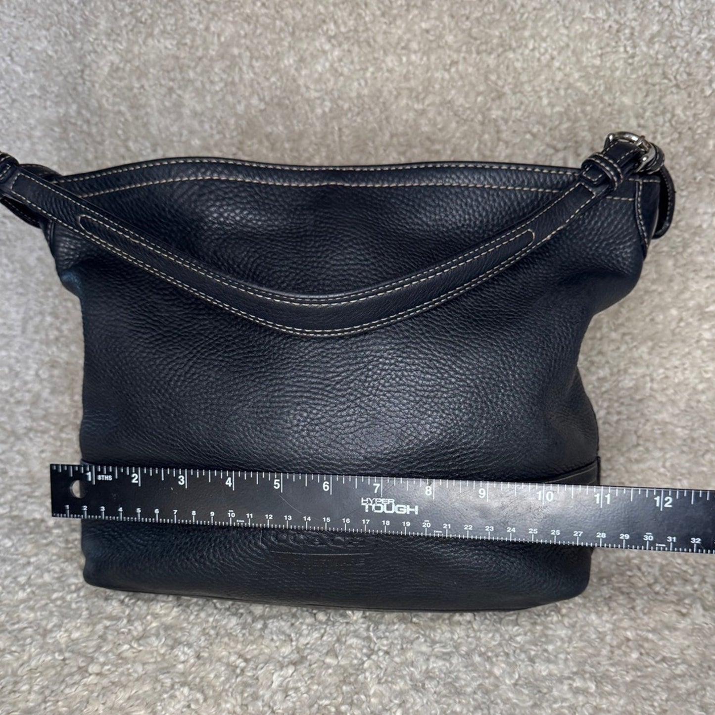 Coach 5715 Black Pebble Leather Slouchy Shoulder Bag Black Leather Shoulder Bag