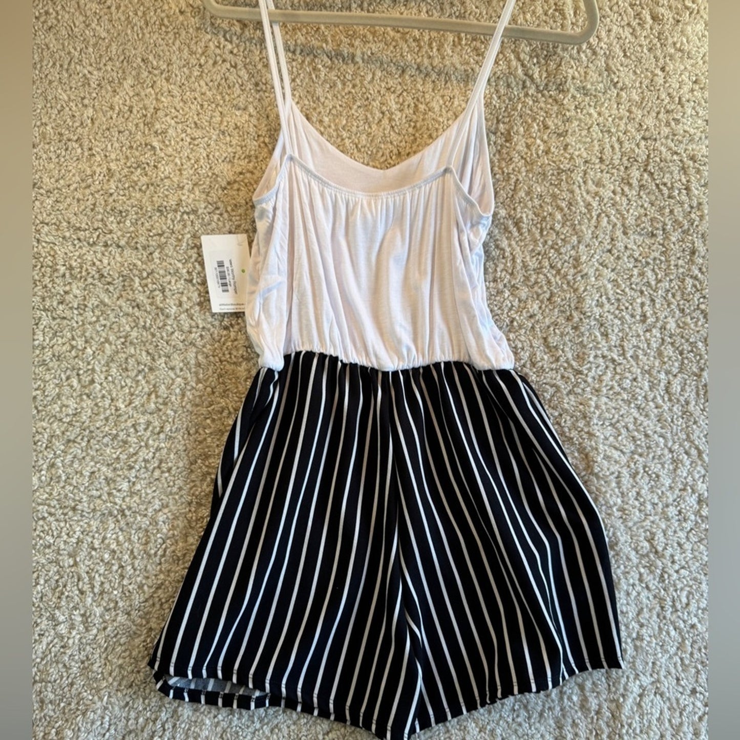 Spaghetti Strap Romper | Made in USA | Black and White | Large | NWT