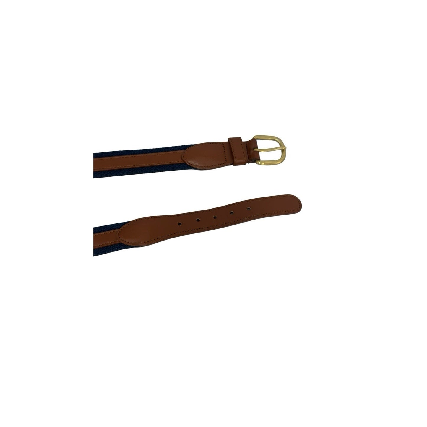 Sailfish Leather Ribbon Belt Brown & Navy Brass Fish Concho Size 38