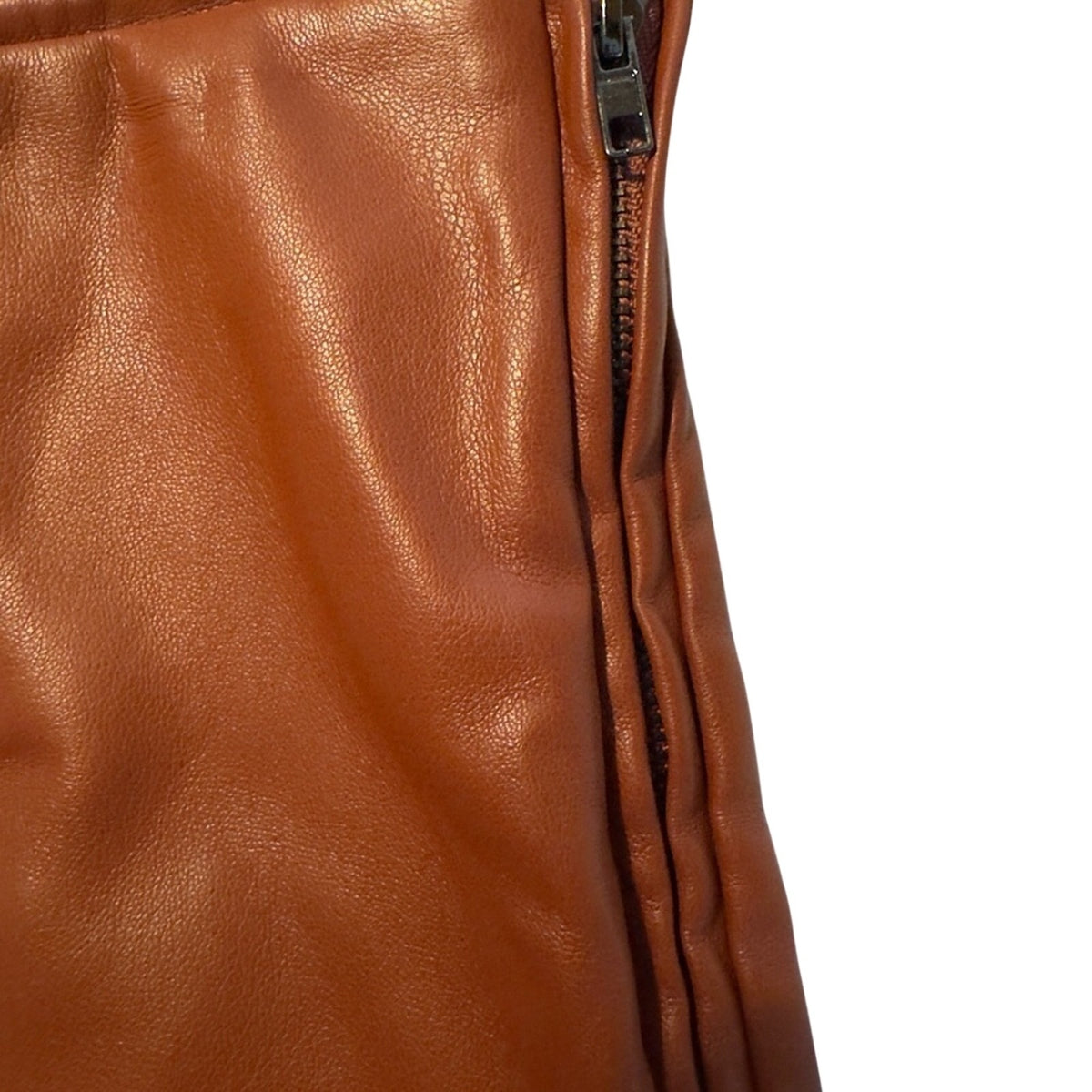 High Waisted Faux Leather Front Slit Pants Camel  Medium NWT