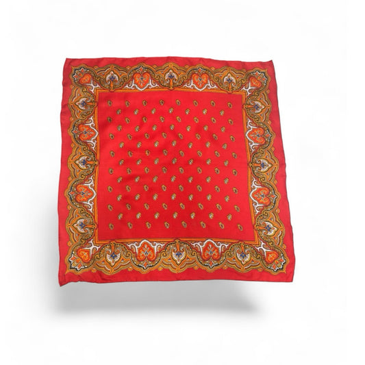Vintage Hand Rolled Silk Scarf  Made in Japan Red Paisley