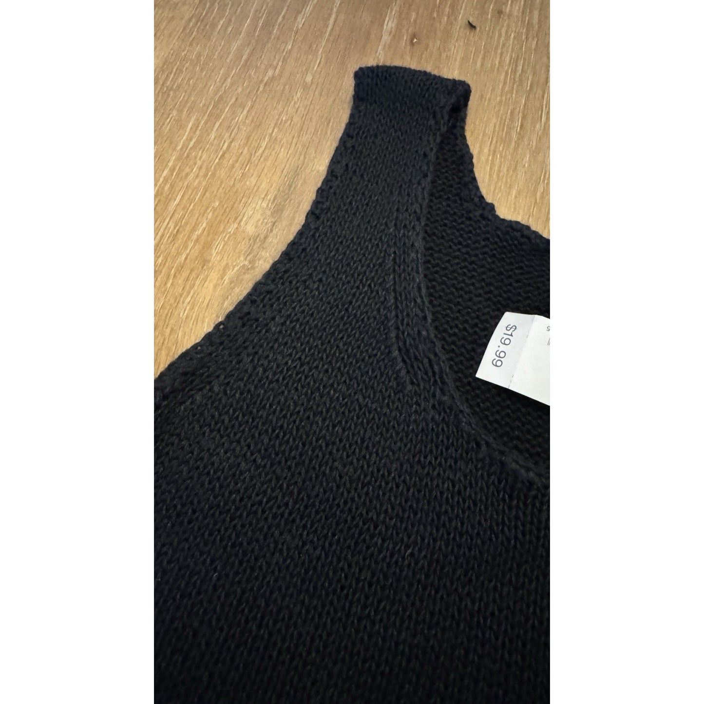 Vintage 90s Eddie Bauer Knit Tank Top Black M Hong Kong New with Tags
