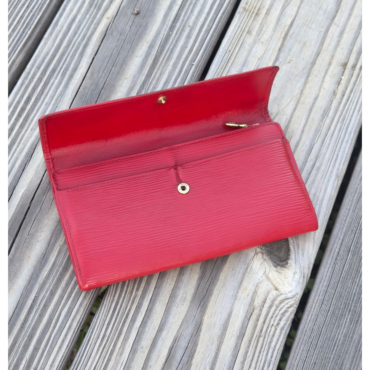 Louis Vuitton Red Epi Leather Sarah Long Continental Wallet with Chain