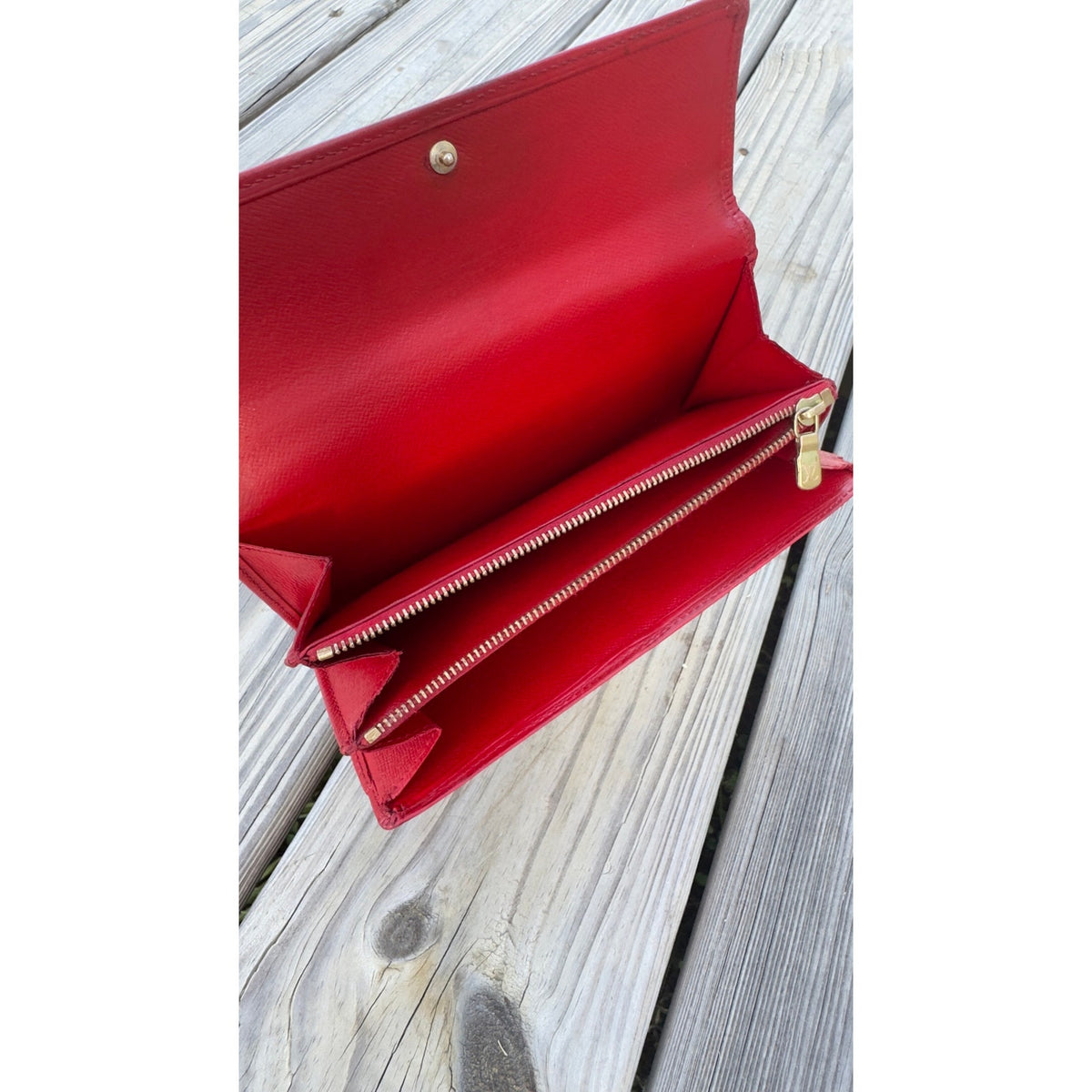 Louis Vuitton Red Epi Leather Sarah Long Continental Wallet with Chain