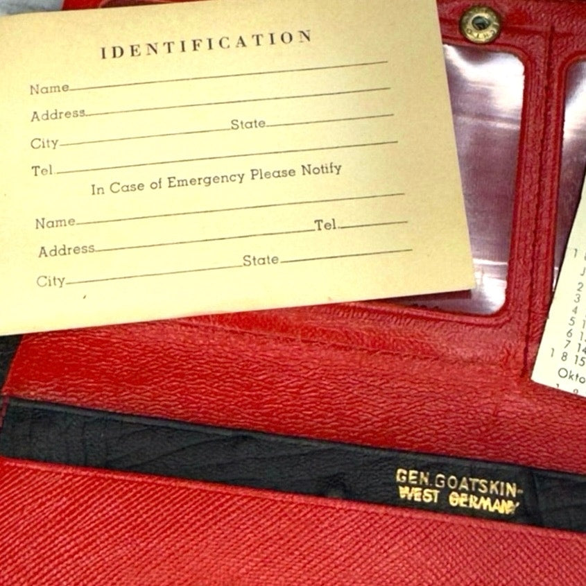 Vintage Goatskin Leather Kisslock Wallet 1960s Original Paperwork RICO Ostrich