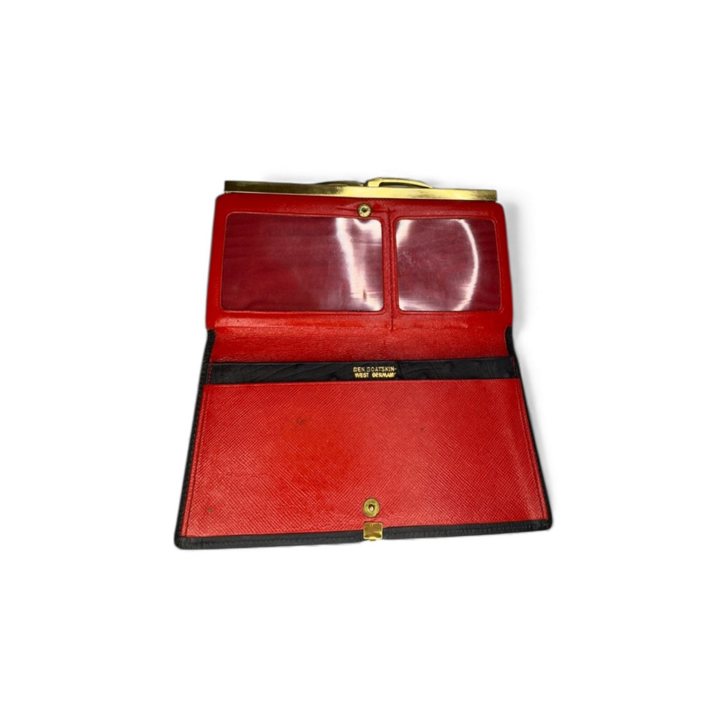 Vintage Goatskin Leather Kisslock Wallet 1960s Original Paperwork RICO Ostrich