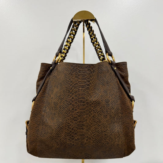 Michael Kors Tristan Large Satchel – Python Embossed Mocha Leather – MSRP $528
