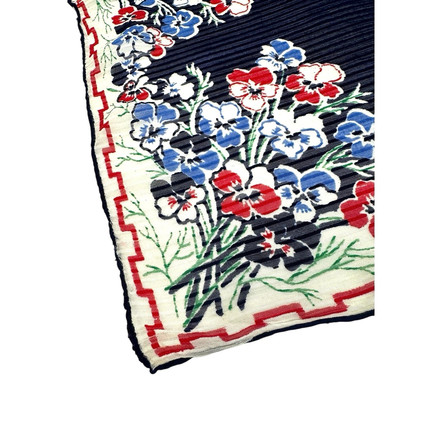 Vintage Silk Georgette Floral Hand Rolled Handkerchief | WWII Era Hankie