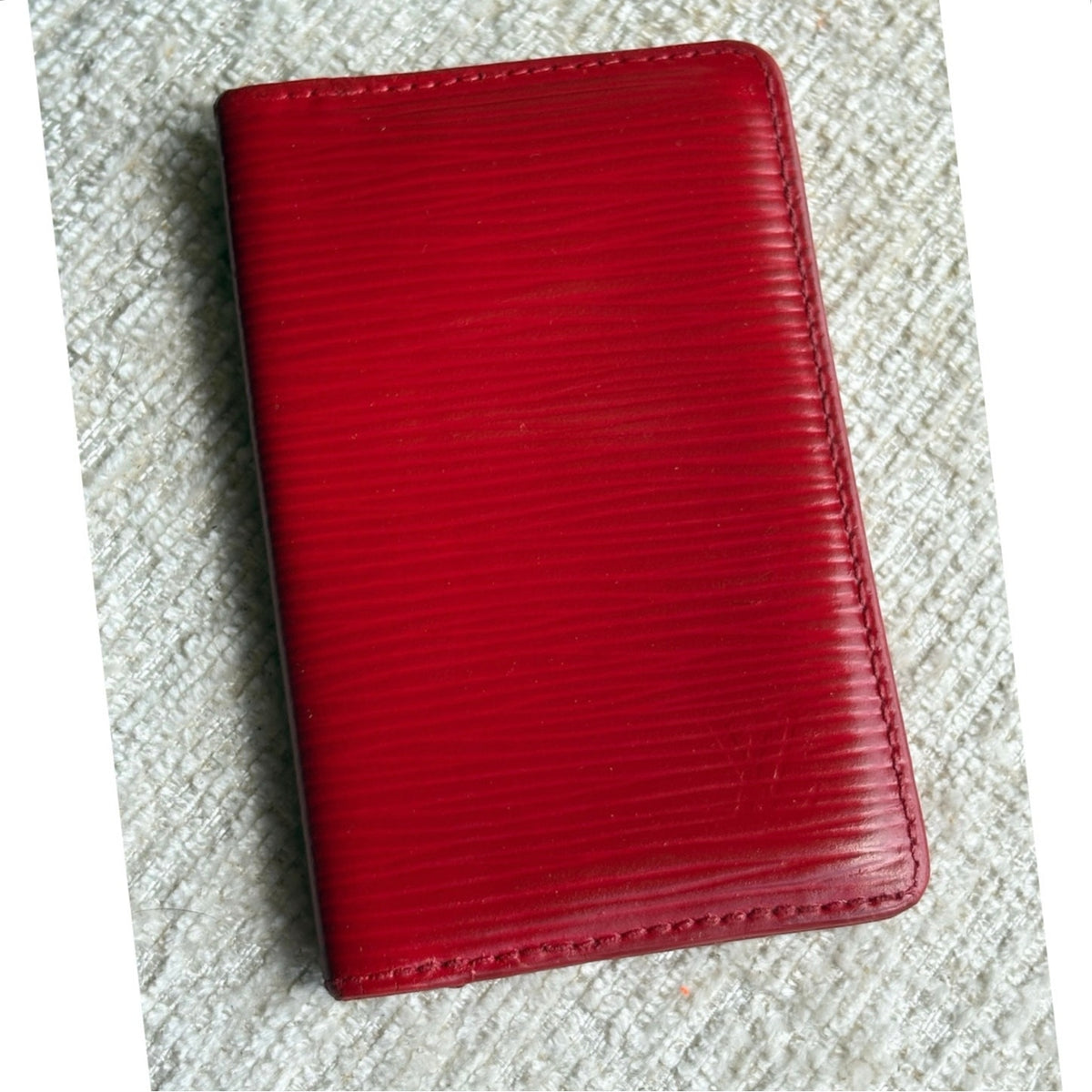Louis Vuitton Red Epi Leather Pocket Organizer Card Holder Wallet Authentic LV