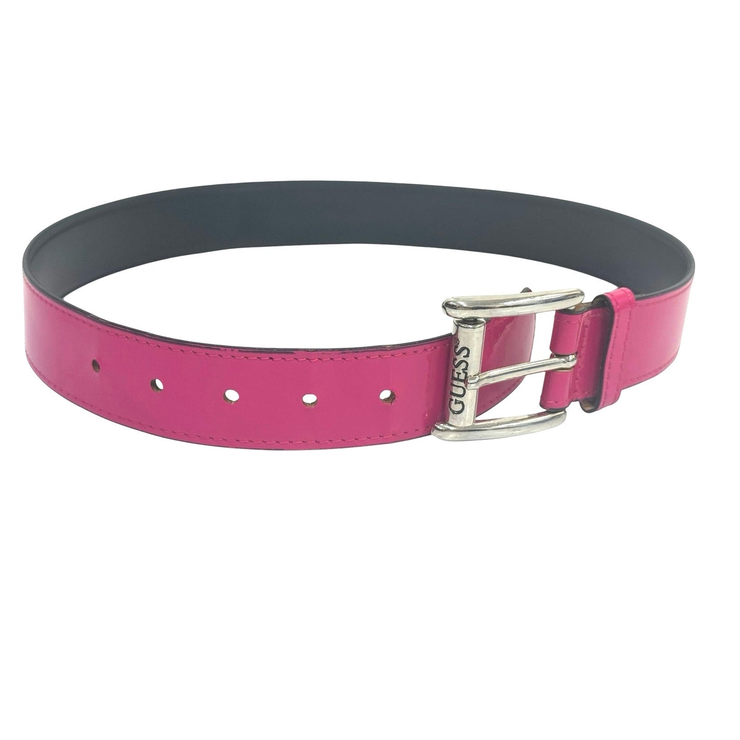 Vintage Guess USA Hot Pink Logo Buckle Belt Medium Y2K