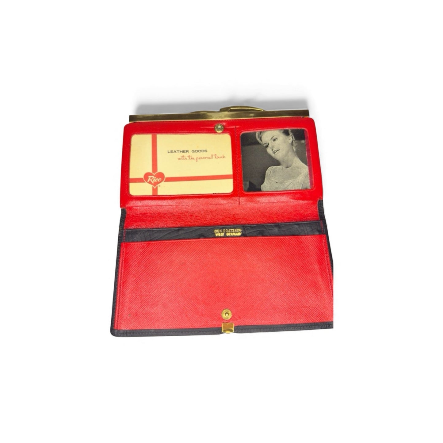 Vintage Goatskin Leather Kisslock Wallet 1960s Original Paperwork RICO Ostrich