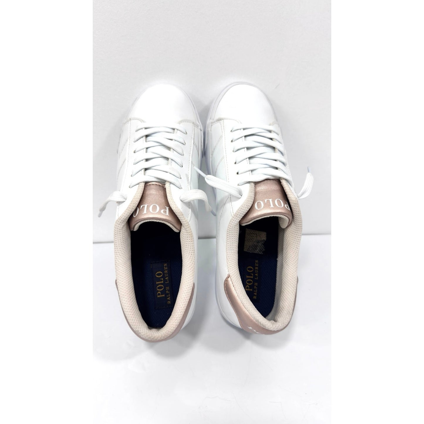 Polo Ralph Lauren White & Rose Gold Sneakers Athletic Shoes Junior 7