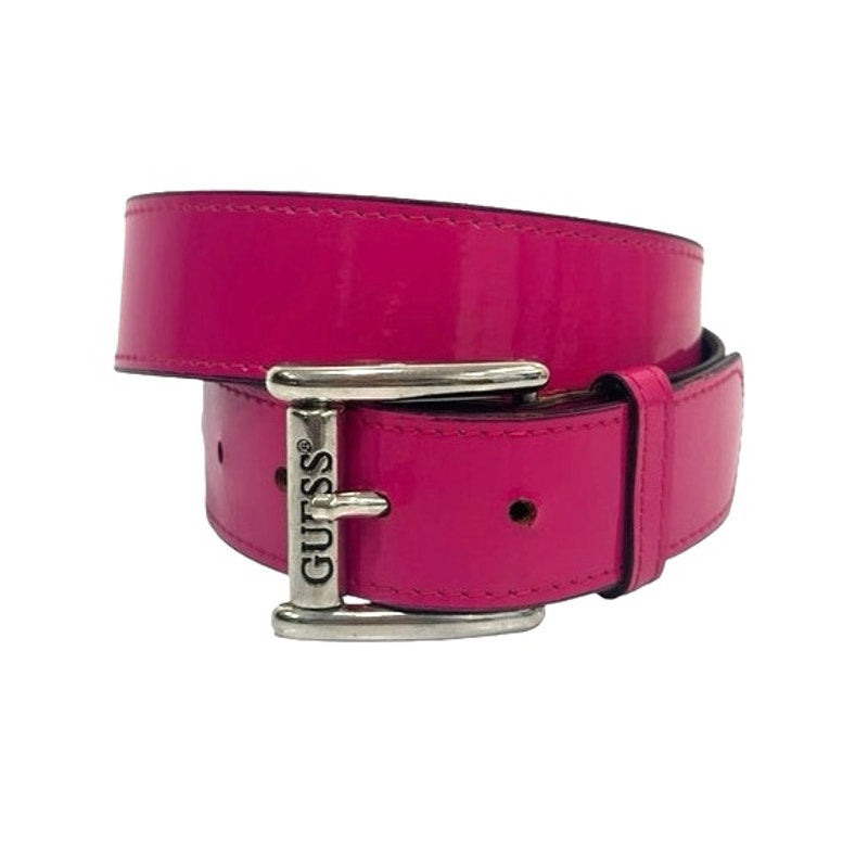 Vintage Guess USA Hot Pink Logo Buckle Belt Medium Y2K