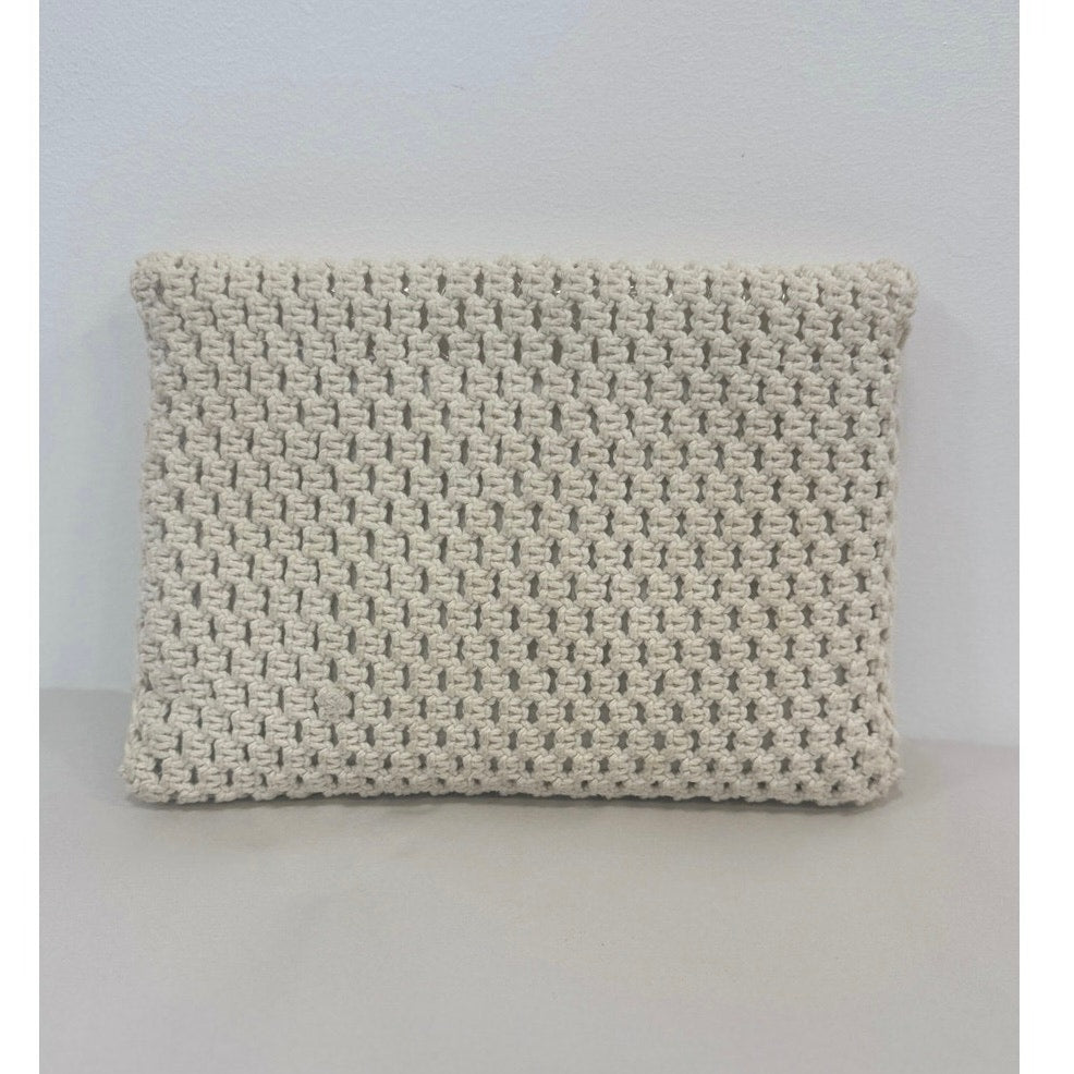 Vintage 1960s Mister Ernest Macrame Crochet Foldover Clutch Cream Boho Bag
