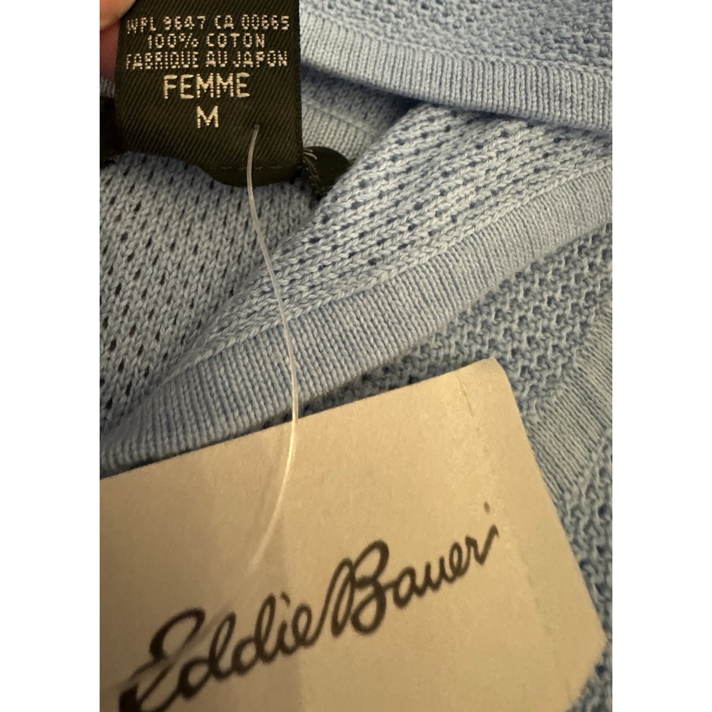 Vintage 90s Eddie Bauer Hooded Sweater Lagoon 100% Cotton M New with Tags Japan