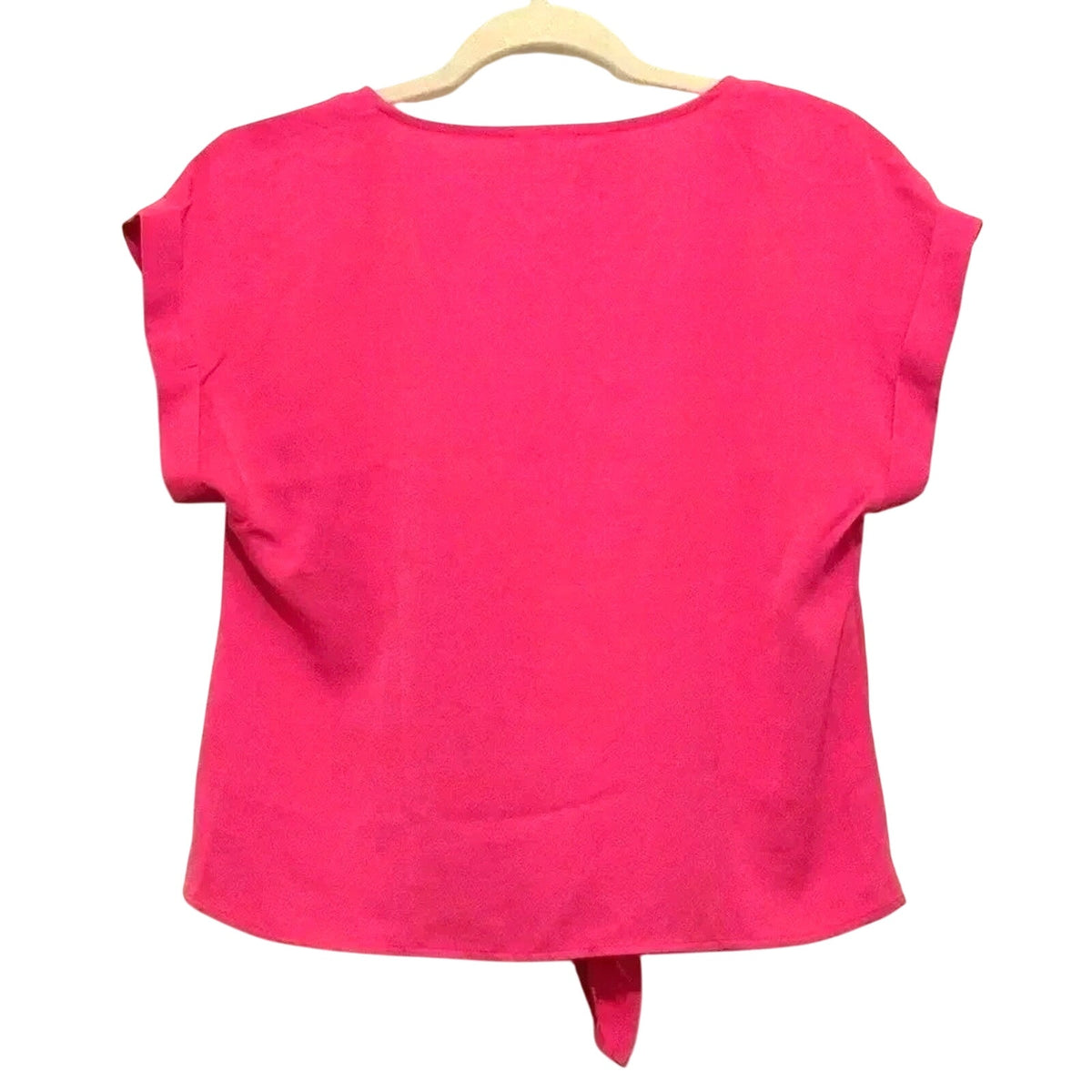 Olive & Oak Hot Pink Tie-Front Cap Sleeve Blouse Top Size Small