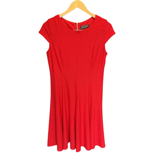 Jessica Howard Petite Red Fit & Flare Dress, Size 10P, Gold Back Zipper