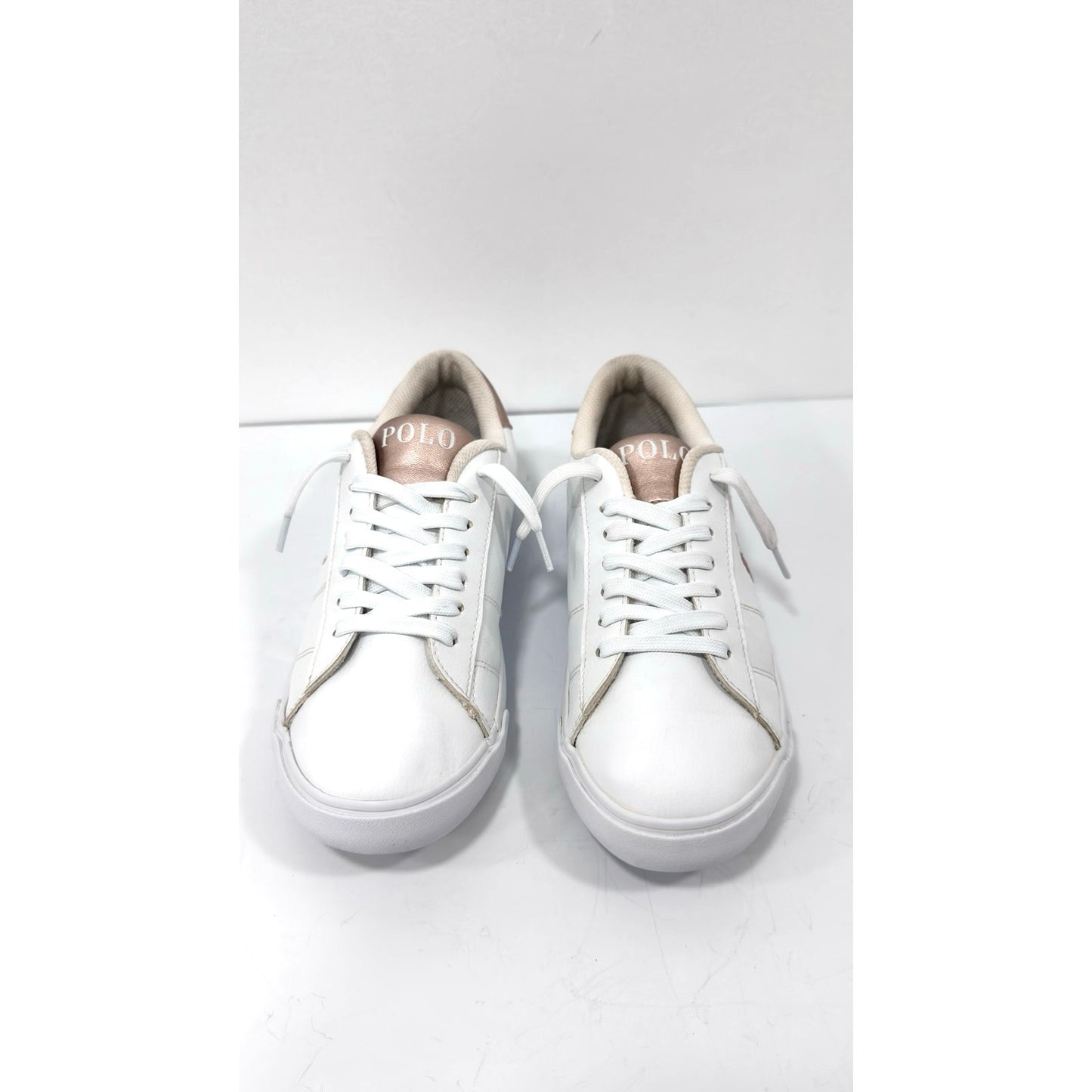 Polo Ralph Lauren White & Rose Gold Sneakers Athletic Shoes Junior 7